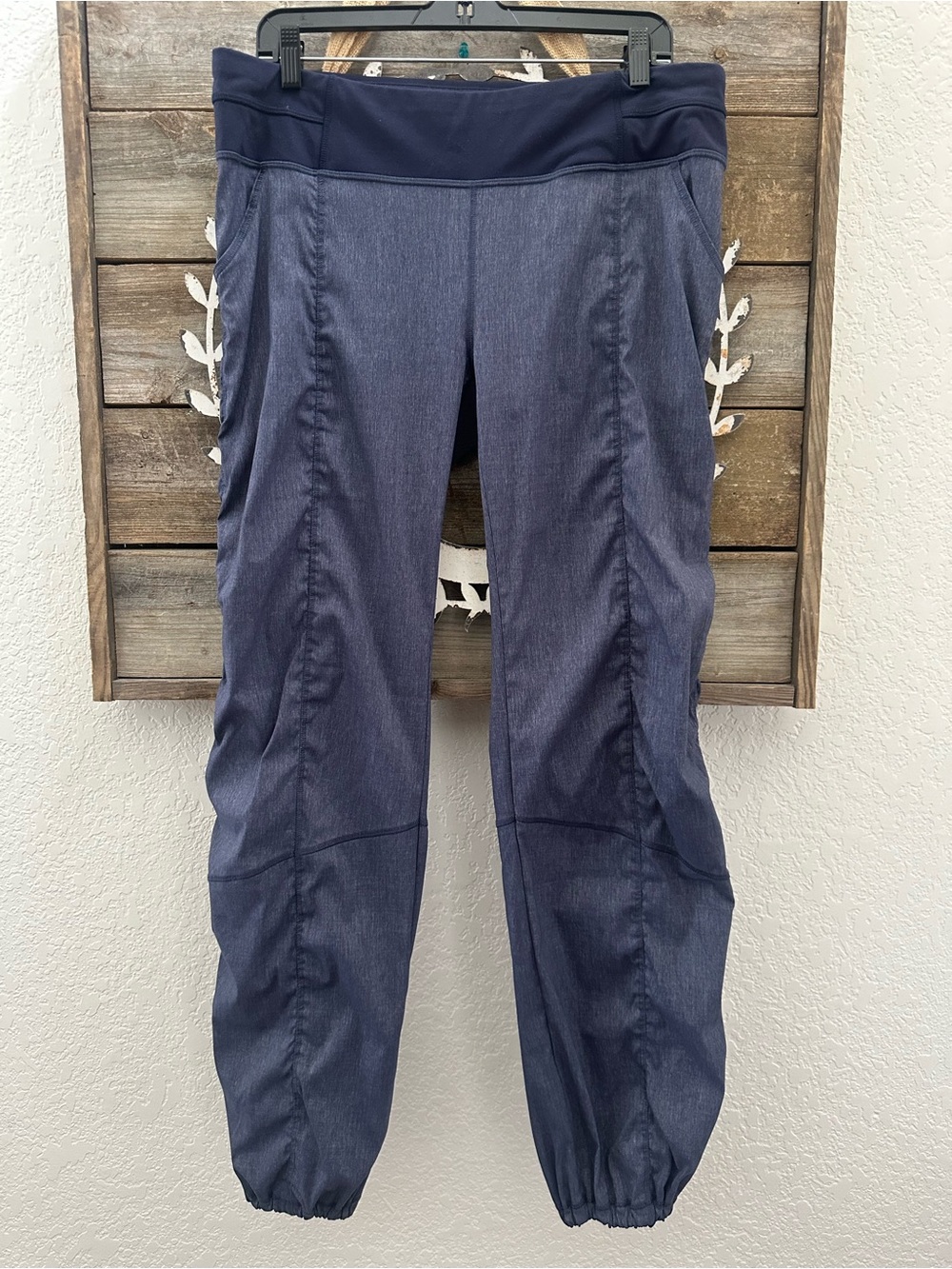 Lucy Get Going Navy denim look Active Jogger Pants  Stretch Waist size L